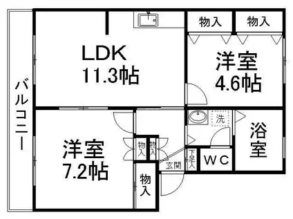 サンライズ宮千代(2LDK/2階)の間取り写真