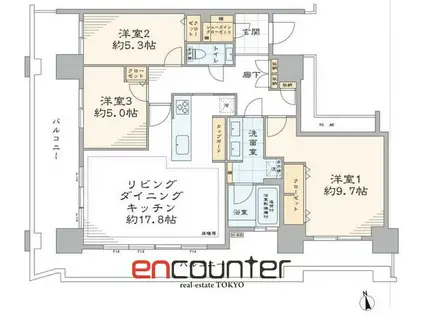 パークタワー品川ベイワード(3LDK/21階)の間取り写真