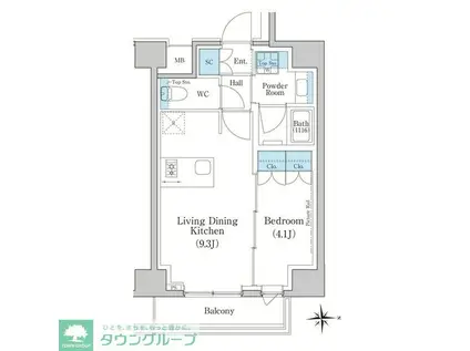 スタイリオ新丸子ノース(1LDK/9階)の間取り写真