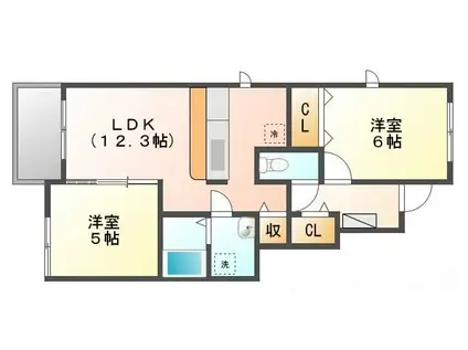 プレアデスA(2LDK/1階)の間取り写真