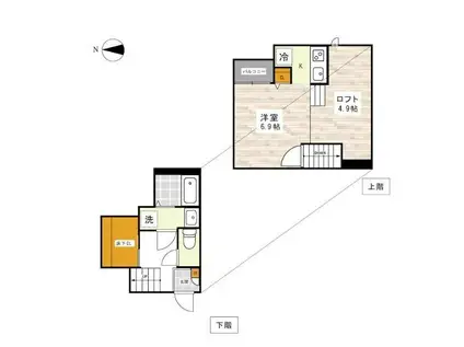ADC田迎南カーサ(1K/2階)の間取り写真