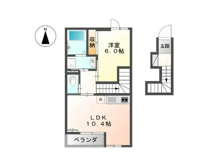 サンコート砂山(1LDK/2階)の間取り写真