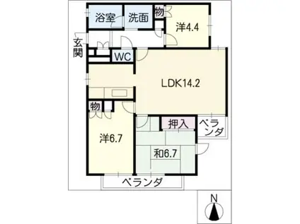 アビタ覚王山(3LDK/1階)の間取り写真