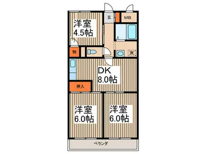 パークアレイ桂台(3DK/4階)の間取り写真