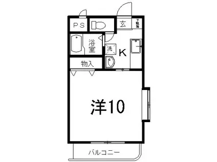 グランツI(1K/2階)の間取り写真