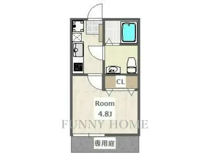 フローラル若林(1K/1階)の間取り写真