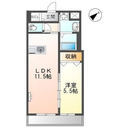 アセンション御開(1LDK/2階)の間取り写真