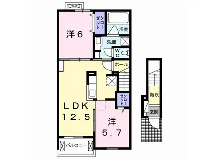 フィッシュ・テール A(2LDK/2階)の間取り写真