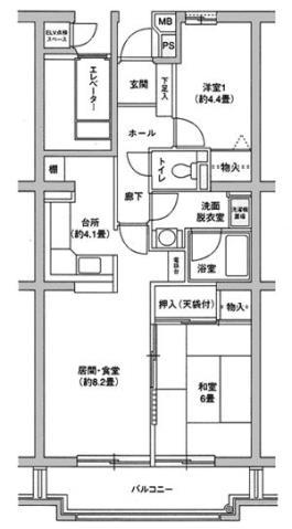 ヒルズ南戸塚3号棟(2LDK/6階)の間取り写真