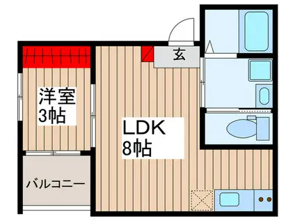 ヴィレッティーナ大和田II(1LDK/3階)の間取り写真
