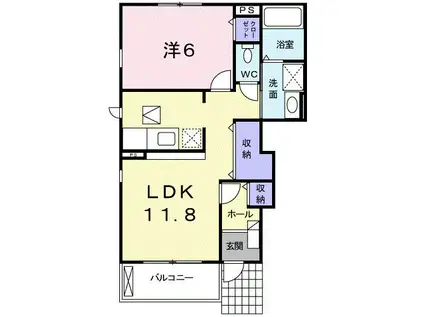 メゾン シャルマンB(1LDK/1階)の間取り写真