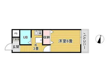 協栄マンション OYAMA(1K/6階)の間取り写真