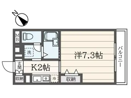 ボヌール南大沢(1K/2階)の間取り写真