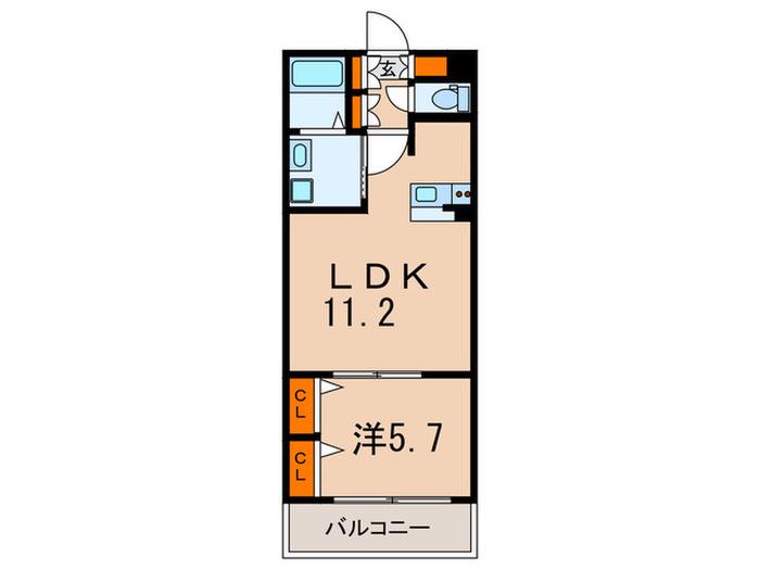 シャレー自由が丘カワベ第16(1LDK/3階)の間取り写真