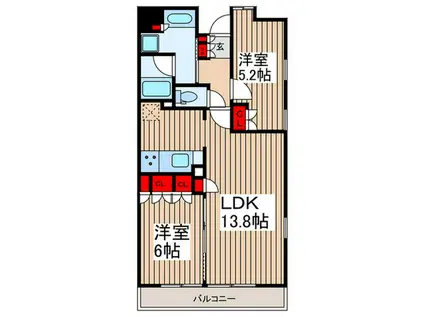ザ・パークリモアさいたま新都心(2LDK/4階)の間取り写真
