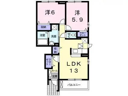 アンジェロ クストーデ A(2LDK/1階)の間取り写真