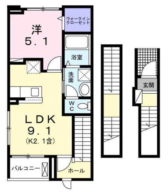 プラシードCOCOIII(1LDK/3階)の間取り写真