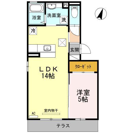 ラ・カーサ ミーア A棟(1LDK/1階)の間取り写真