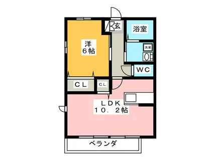 フローラ本今(1LDK/1階)の間取り写真