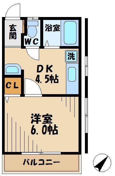 第5白王荘(1DK/1階)の間取り写真
