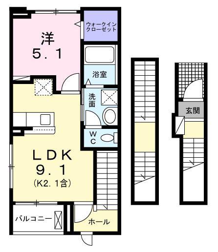アイビードットオザク(1LDK/3階)の間取り写真
