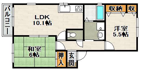 クレール(2LDK/2階)の間取り写真