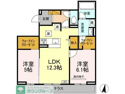 グレイスフルコート雅(2LDK/1階)の間取り写真