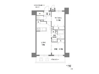 ラグゼナ戸田公園II(2LDK/8階)の間取り写真