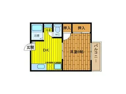 メゾン・ヴェルレーヌ(1DK/1階)の間取り写真