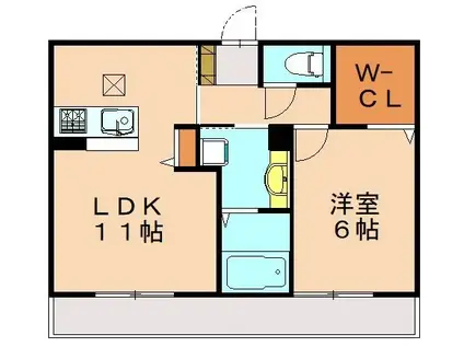 D-ROOM戸原東(1LDK/2階)の間取り写真