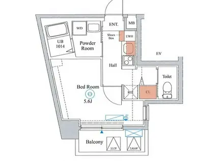 ESTRUTH PLUS OSAKA-FUKUSHIMA(1K/7階)の間取り写真