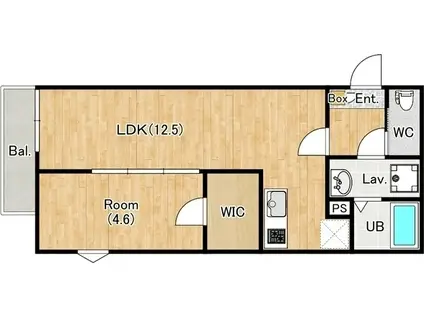 ジーメゾン千葉村田町エベッラ(1LDK/2階)の間取り写真