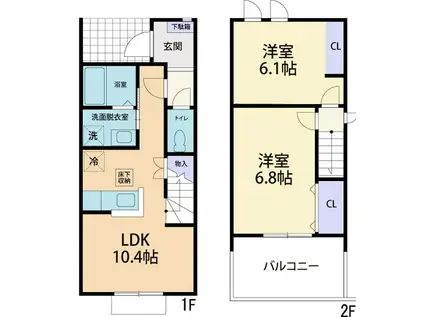 SUNNY RESIDENCE B(2LDK/1階)の間取り写真