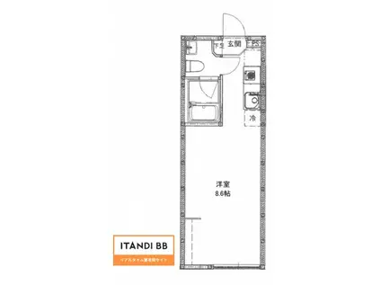 リバーノース大町西(1K/1階)の間取り写真