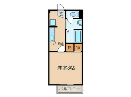 サニーハイツ川西(1K/2階)の間取り写真