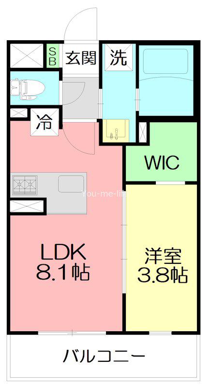 FLEURS DE CERISIER(1LDK/2階)の間取り写真