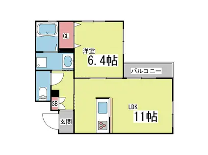 エルム六甲(1LDK/3階)の間取り写真