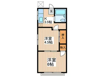 きじばとハウス(2K/2階)の間取り写真