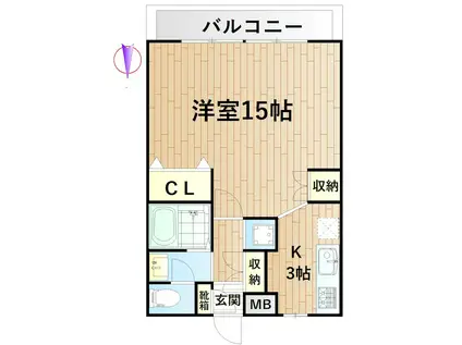 プリモカシマ(1K/2階)の間取り写真