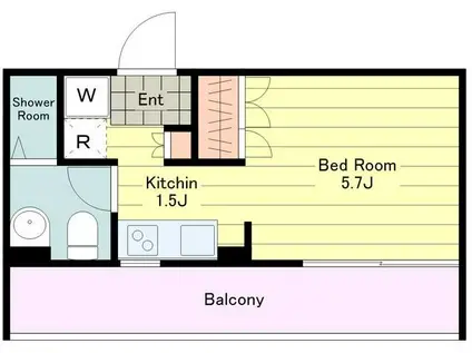 ビーシティアパートメント立川(ワンルーム/5階)の間取り写真