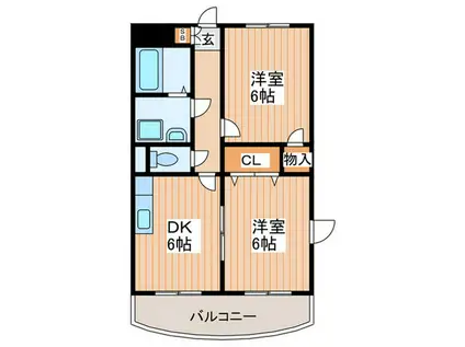 ハイライフ椿(2DK/3階)の間取り写真