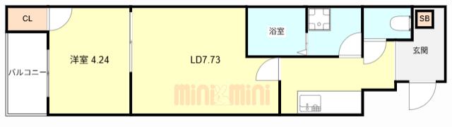 パークス神戸(1LDK/5階)の間取り写真