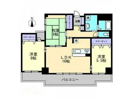 ストーンレイク子の浜A棟(3LDK/4階)の間取り写真