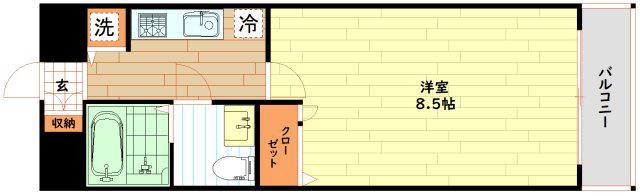 ラナップスクエア南堀江(1K/9階)の間取り写真
