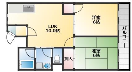 オースクレインII(2LDK/2階)の間取り写真