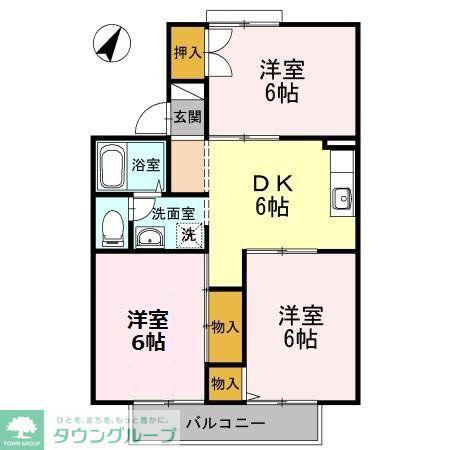 ファミール栄I(3DK/2階)の間取り写真