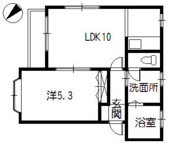 パークハイム佐方(1LDK/1階)の間取り写真