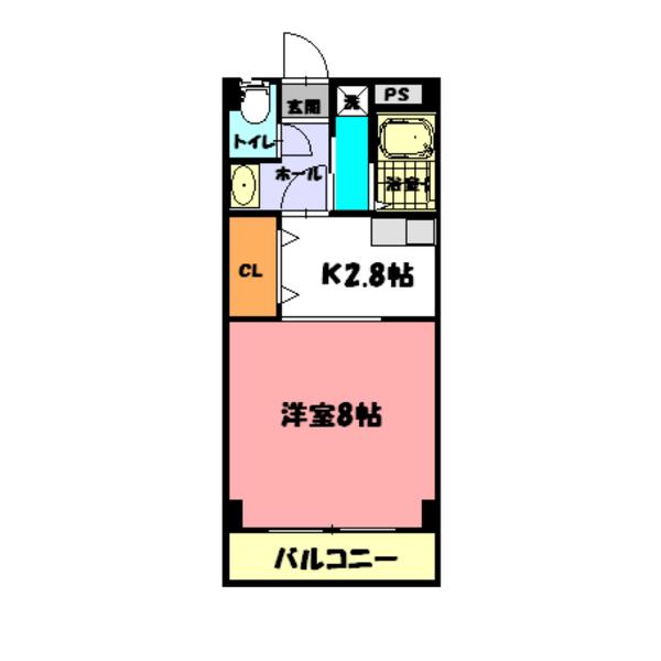 サンエキューズ8(1K/3階)の間取り写真