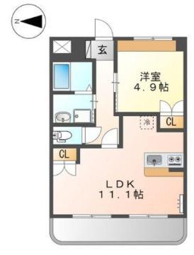 メルヴェール西深津(1LDK/1階)の間取り写真