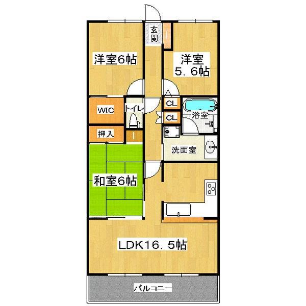 インペリアル鳳(3LDK/2階)の間取り写真